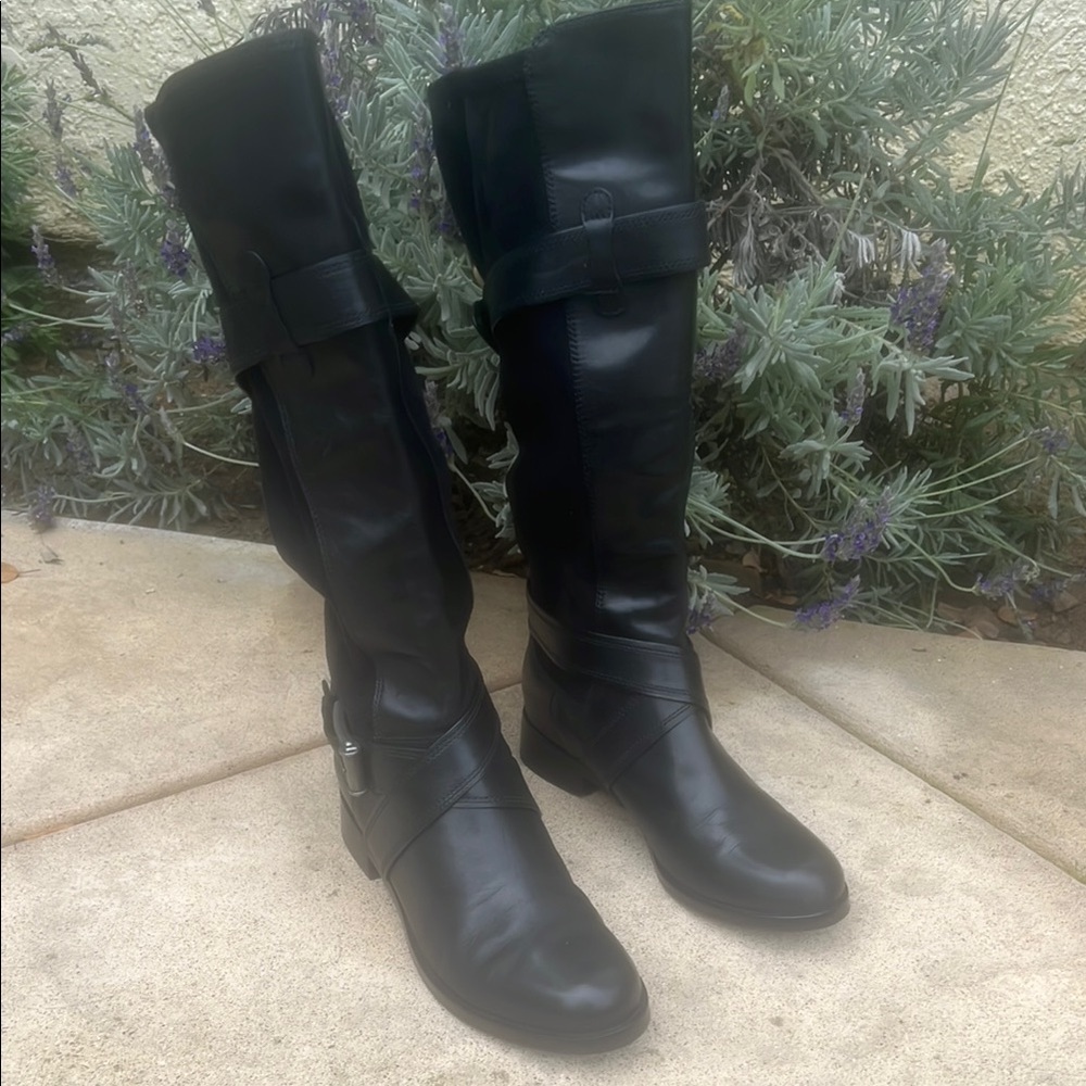 Cole Haan Whitley Nike Air Women's Black Leather/Suede Buckle Boots Size 7